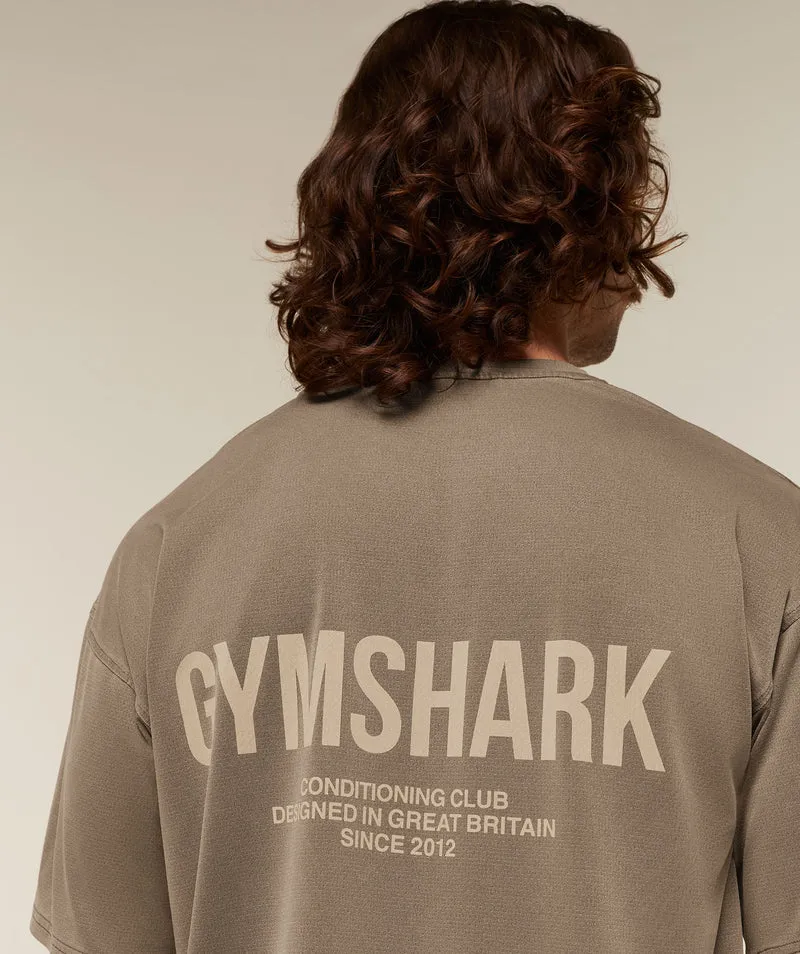 Gymshark Conditioning Club Washed T-Shirt - Trail Brown/Vanilla Beige/Wash
