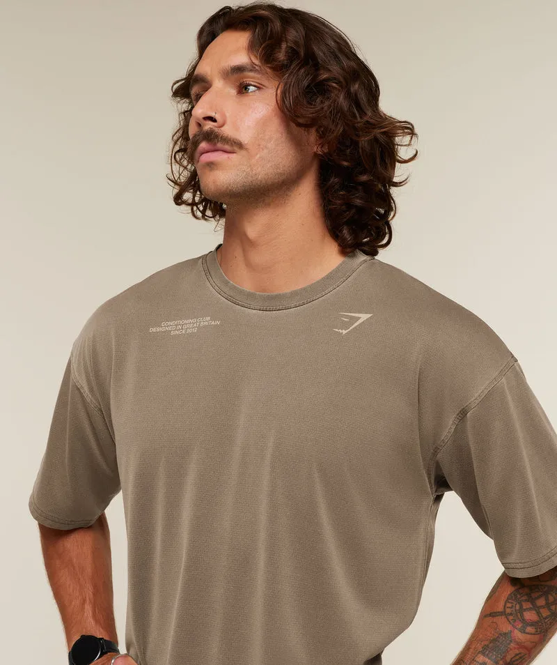 Gymshark Conditioning Club Washed T-Shirt - Trail Brown/Vanilla Beige/Wash