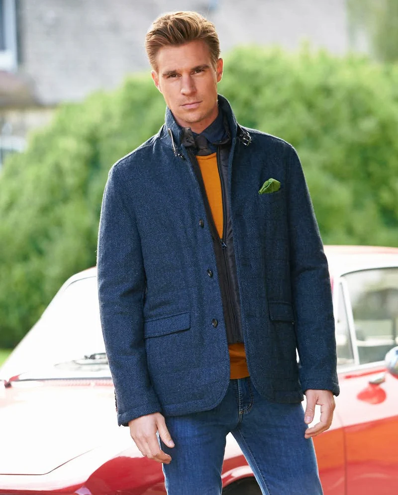 Herren Tweed Jacke "Austria" Jacke in blue herringbone