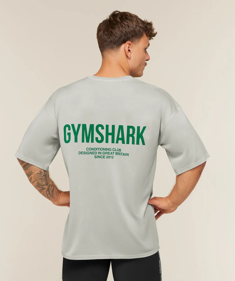Gymshark Conditioning Club Washed T-Shirt - Light Grey/Track Green/Wash