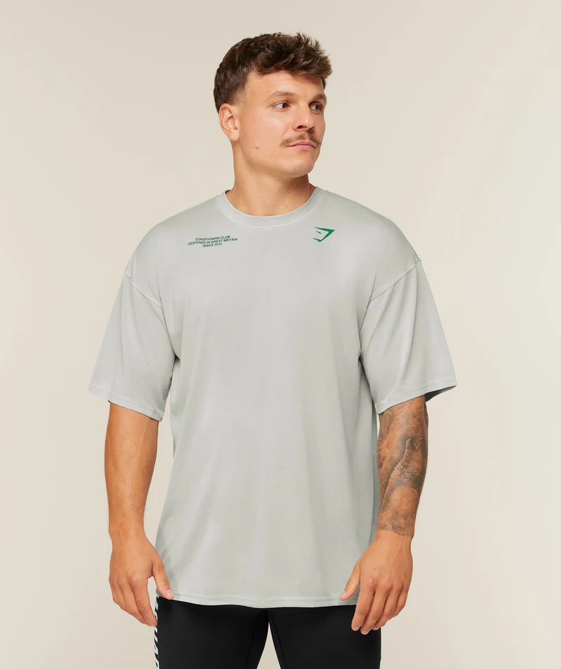 Gymshark Conditioning Club Washed T-Shirt - Light Grey/Track Green/Wash