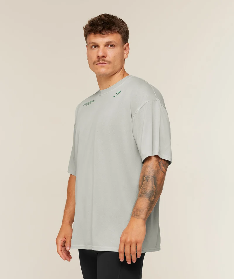 Gymshark Conditioning Club Washed T-Shirt - Light Grey/Track Green/Wash
