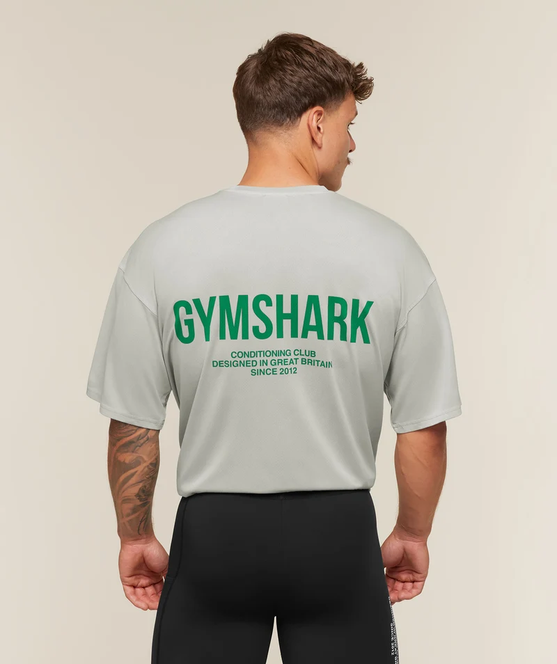Gymshark Conditioning Club Washed T-Shirt - Light Grey/Track Green/Wash
