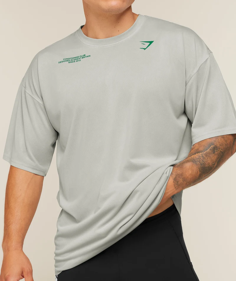 Gymshark Conditioning Club Washed T-Shirt - Light Grey/Track Green/Wash