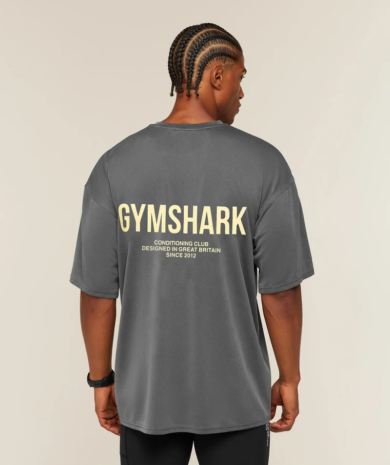 Gymshark Conditioning Club Washed T-Shirt - Black/Butter Yellow/Wash