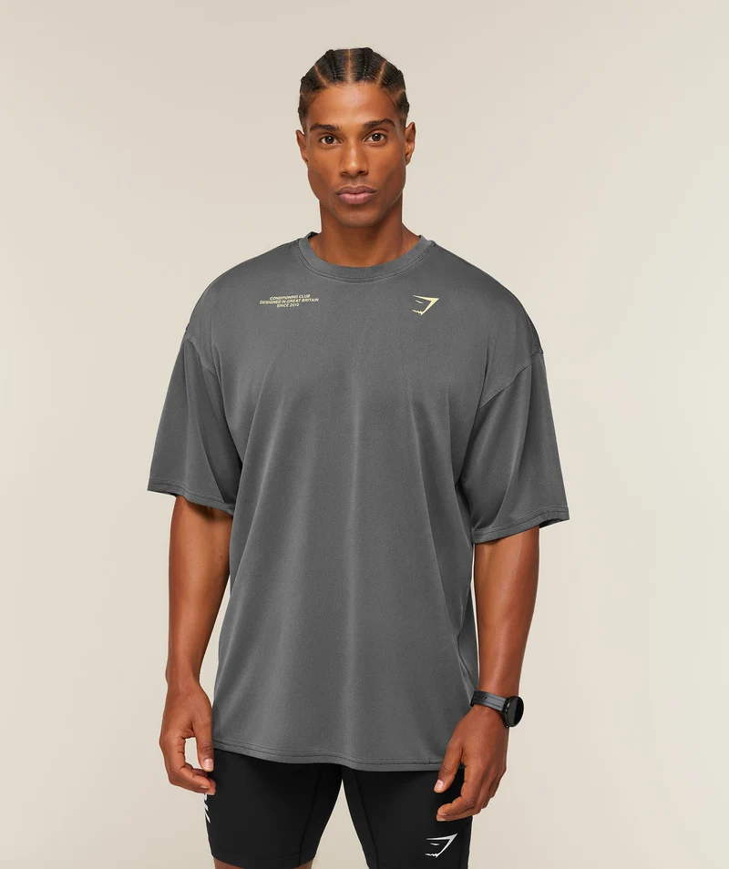 Gymshark Conditioning Club Washed T-Shirt - Black/Butter Yellow/Wash