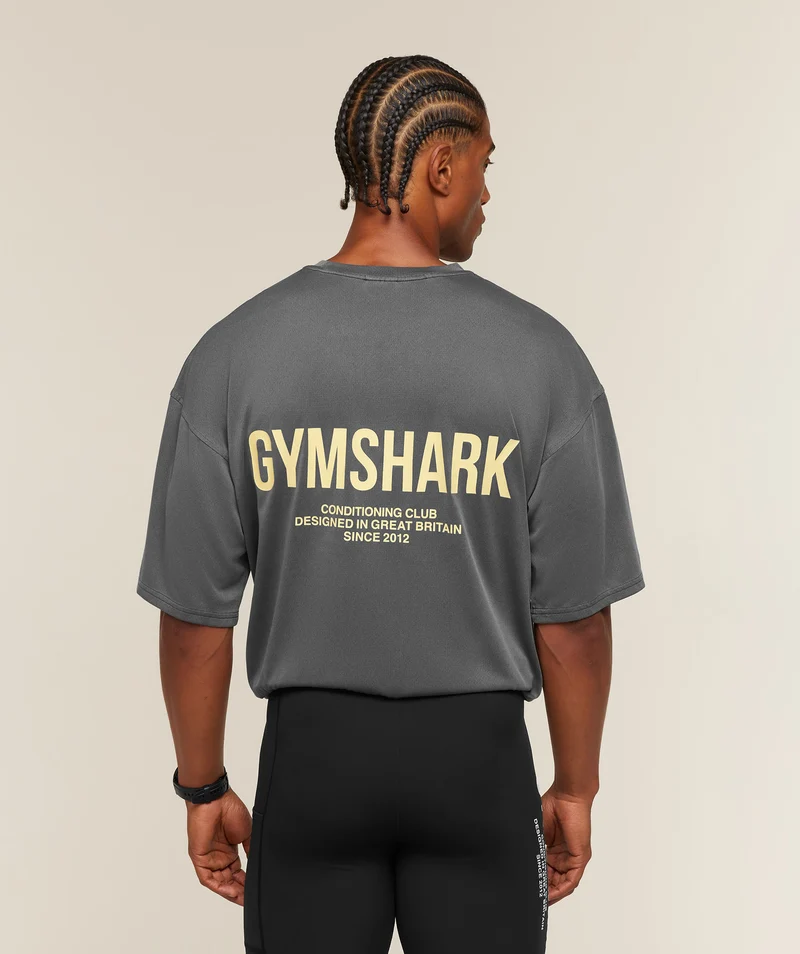 Gymshark Conditioning Club Washed T-Shirt - Black/Butter Yellow/Wash