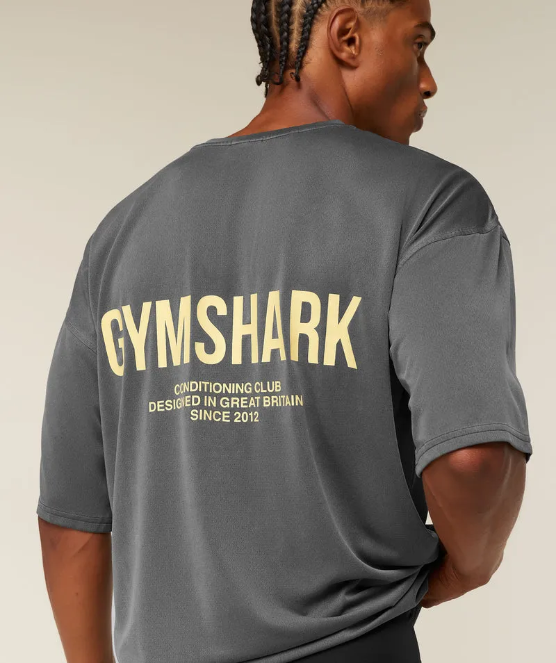 Gymshark Conditioning Club Washed T-Shirt - Black/Butter Yellow/Wash