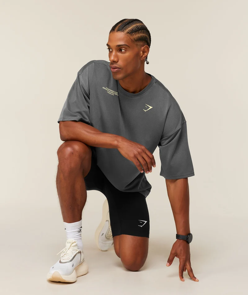 Gymshark Conditioning Club Washed T-Shirt - Black/Butter Yellow/Wash
