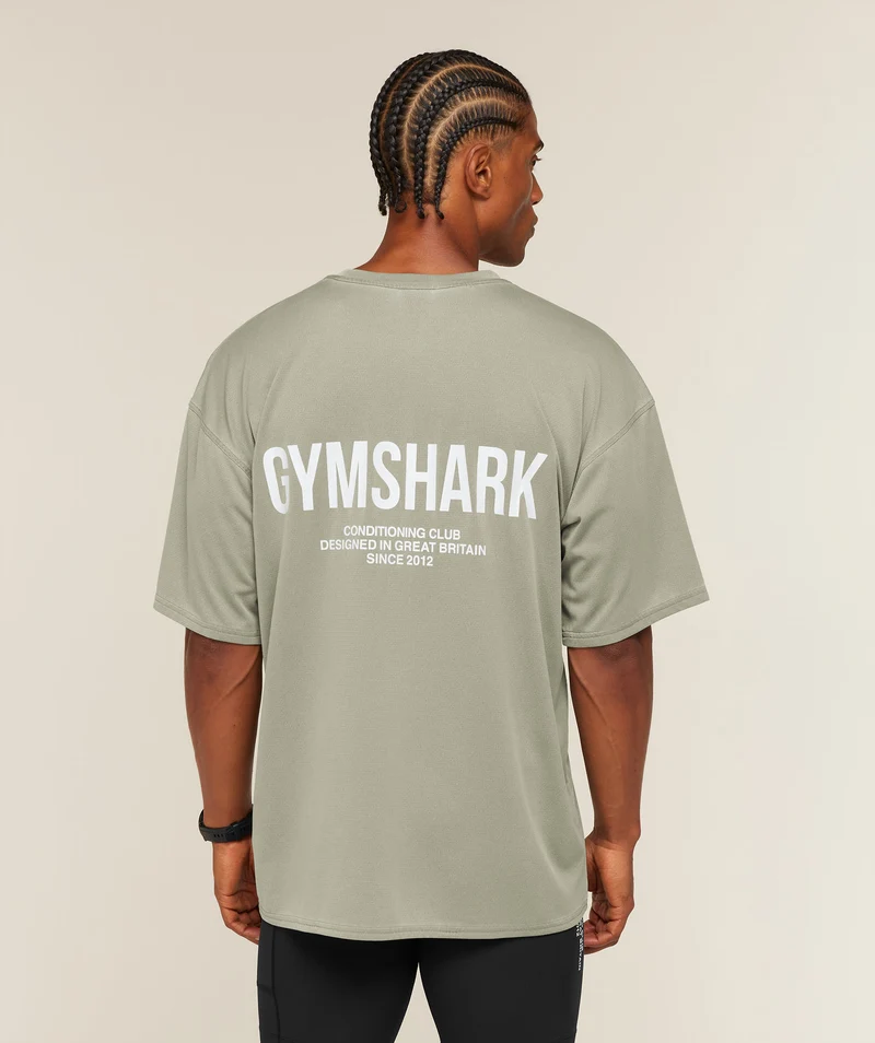 Gymshark Conditioning Club Washed T-Shirt - Grounded Green/White/Wash