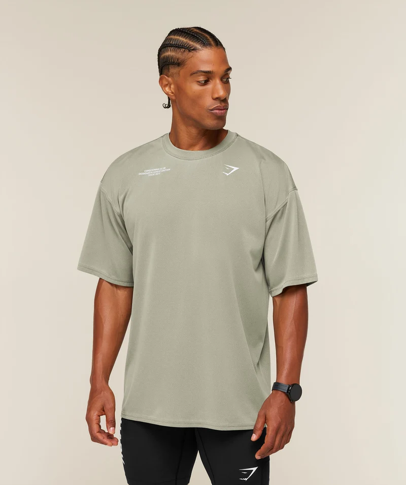 Gymshark Conditioning Club Washed T-Shirt - Grounded Green/White/Wash