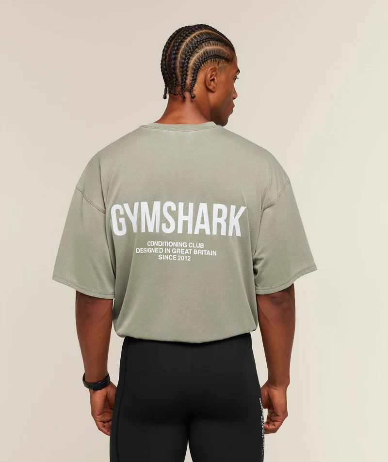 Gymshark Conditioning Club Washed T-Shirt - Grounded Green/White/Wash