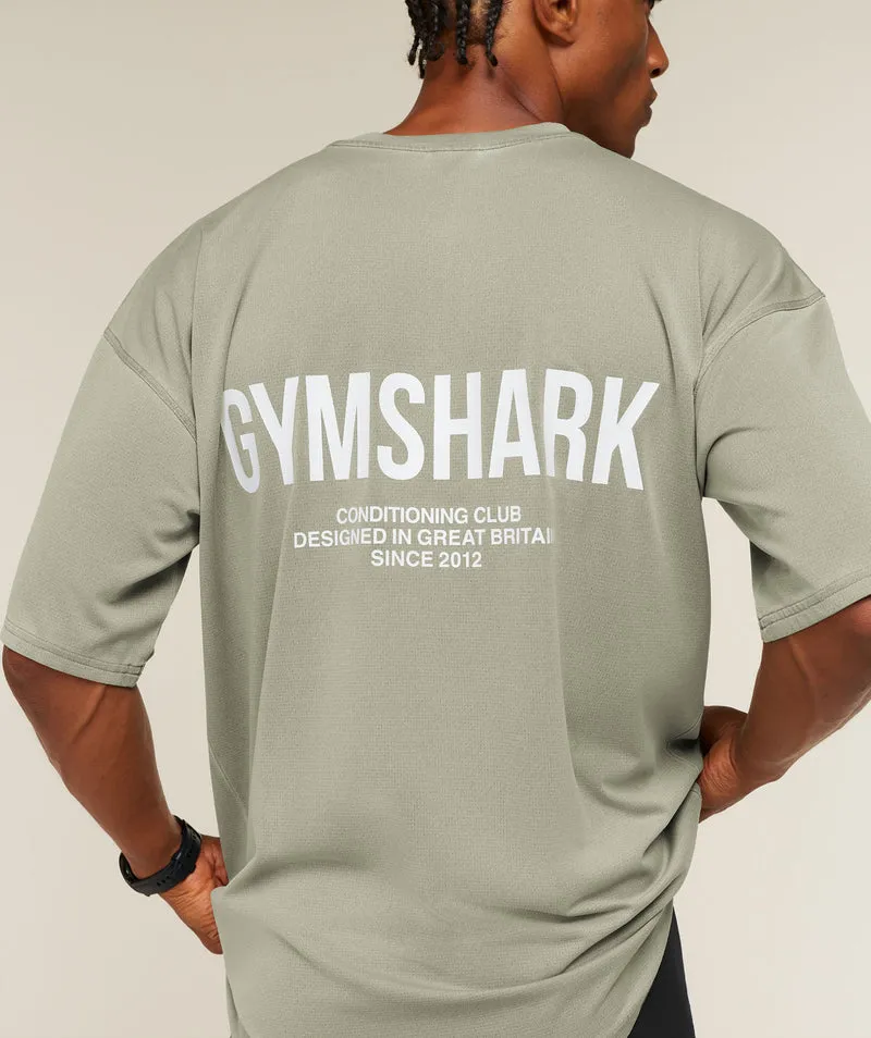Gymshark Conditioning Club Washed T-Shirt - Grounded Green/White/Wash