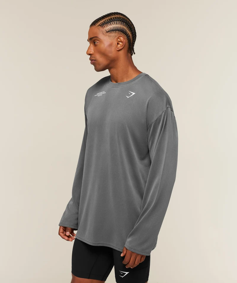 Gymshark Conditioning Club Washed Long Sleeve T-Shirt - Black/White/Wash