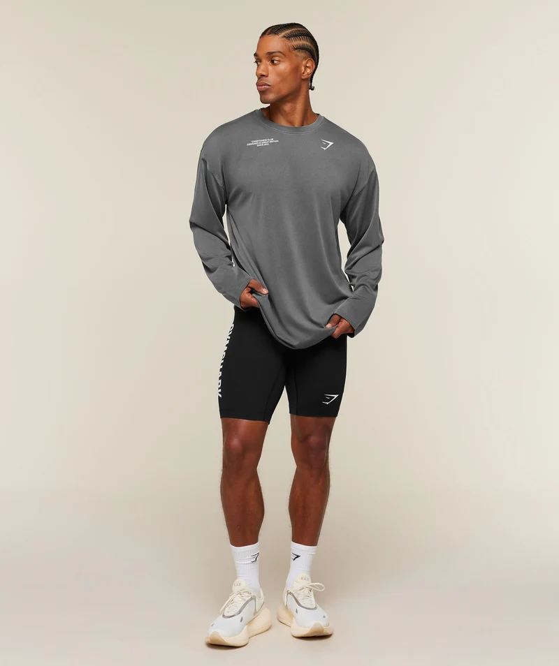 Gymshark Conditioning Club Washed Long Sleeve T-Shirt - Black/White/Wash