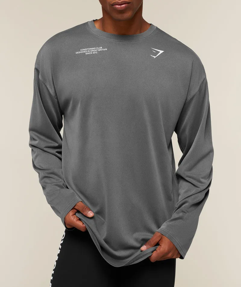 Gymshark Conditioning Club Washed Long Sleeve T-Shirt - Black/White/Wash