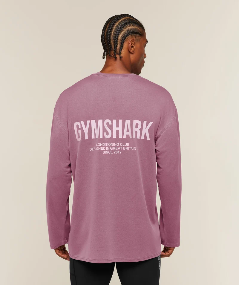 Gymshark Conditioning Club Washed Long Sleeve T-Shirt - Strength Pink/Haze Pink/Wash