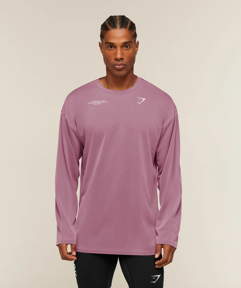 Gymshark Conditioning Club Washed Long Sleeve T-Shirt - Strength Pink/Haze Pink/Wash