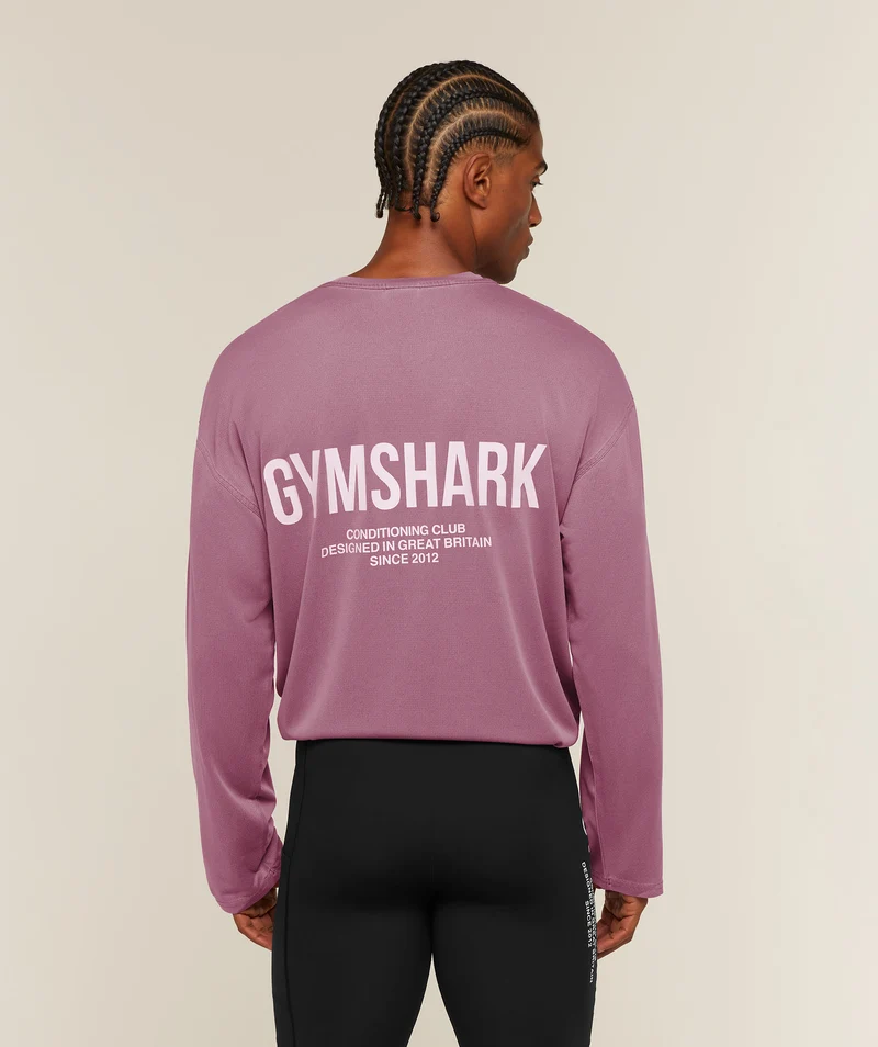 Gymshark Conditioning Club Washed Long Sleeve T-Shirt - Strength Pink/Haze Pink/Wash
