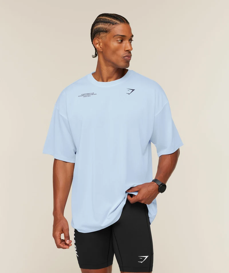 Gymshark Conditioning Club Washed T-Shirt - Tranquil Blue/Heavy Blue/Wash