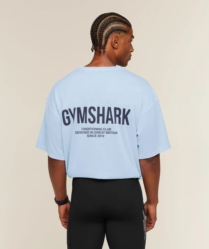 Gymshark Conditioning Club Washed T-Shirt - Tranquil Blue/Heavy Blue/Wash