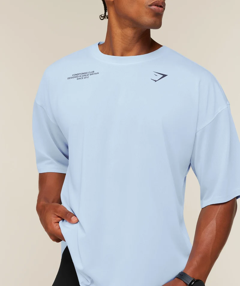 Gymshark Conditioning Club Washed T-Shirt - Tranquil Blue/Heavy Blue/Wash