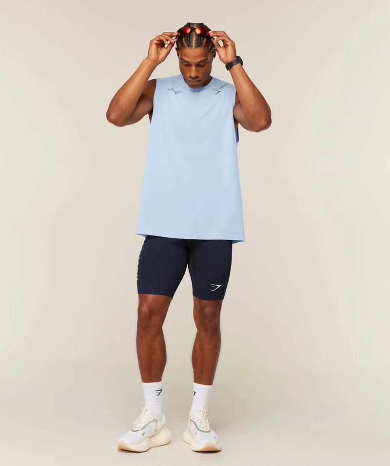 Gymshark Conditioning Club Washed Tank - Tranquil Blue/Heavy Blue/Wash