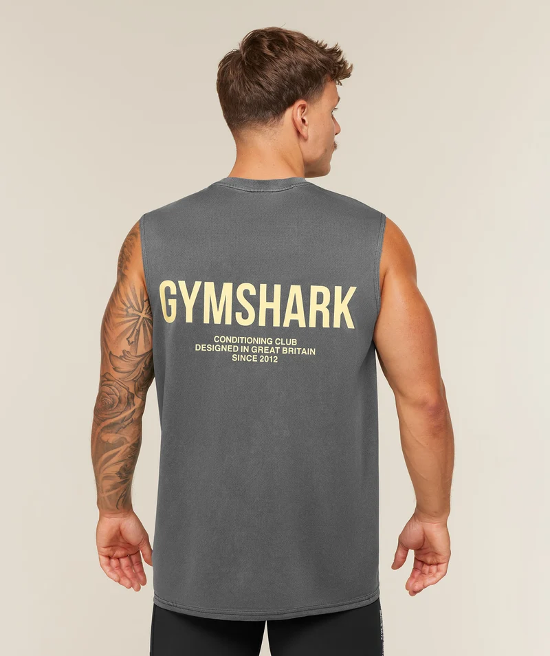 Gymshark Conditioning Club Washed Tank - Black/Butter Yellow/Wash