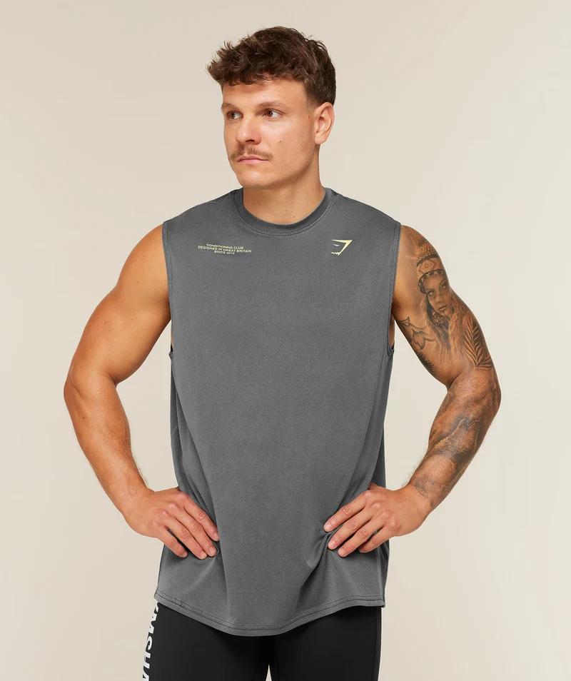 Gymshark Conditioning Club Washed Tank - Black/Butter Yellow/Wash