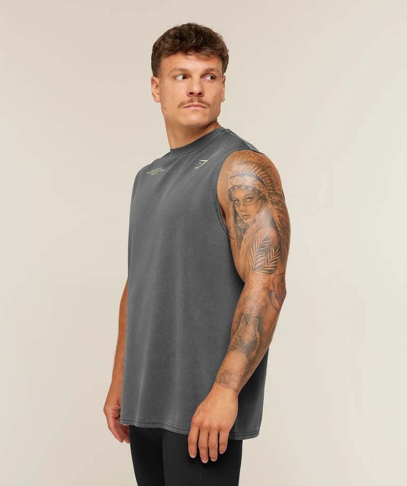 Gymshark Conditioning Club Washed Tank - Black/Butter Yellow/Wash