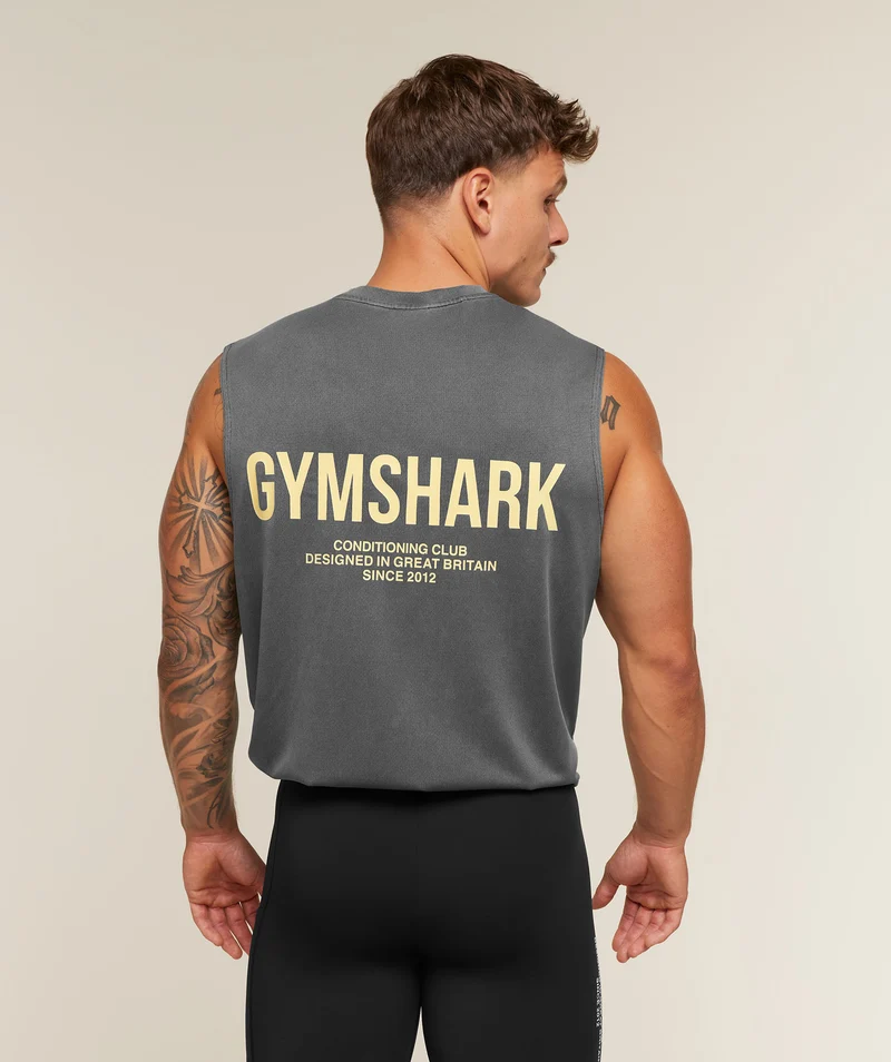 Gymshark Conditioning Club Washed Tank - Black/Butter Yellow/Wash