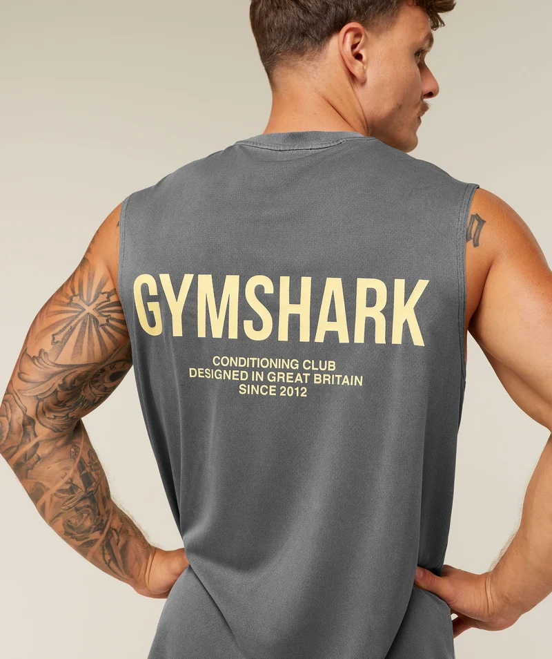Gymshark Conditioning Club Washed Tank - Black/Butter Yellow/Wash