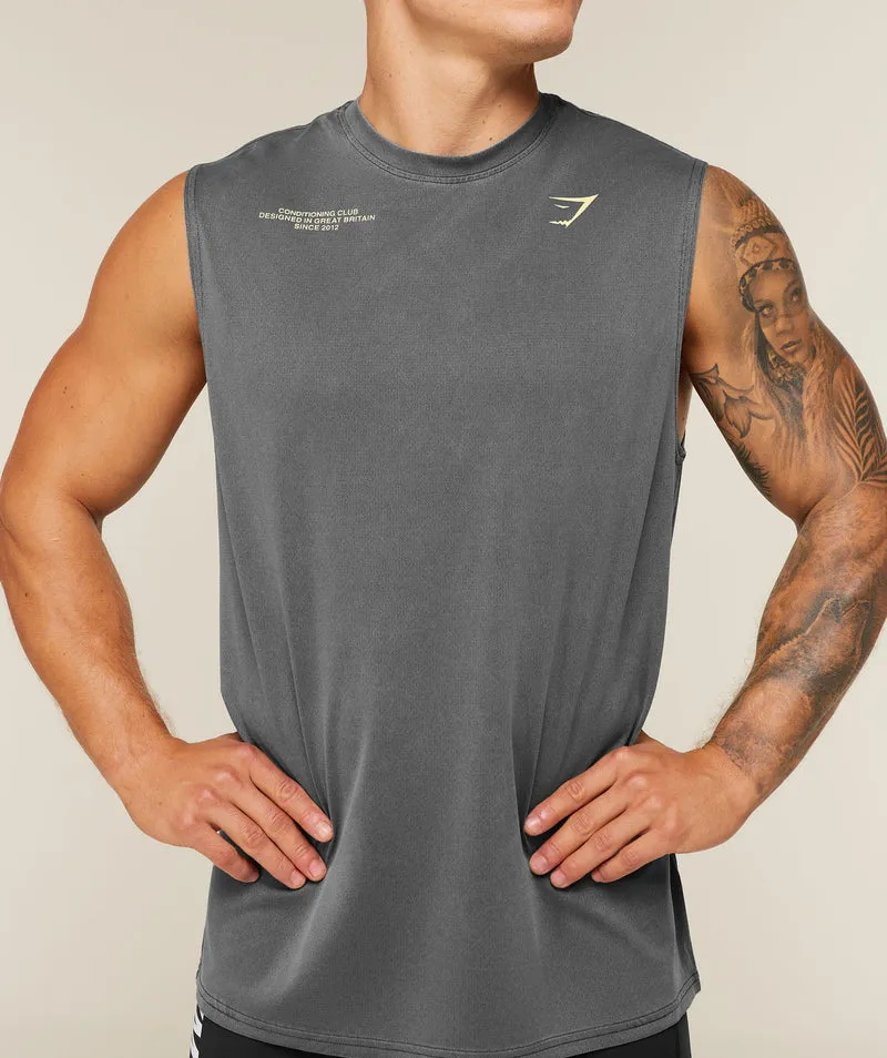 Gymshark Conditioning Club Washed Tank - Black/Butter Yellow/Wash