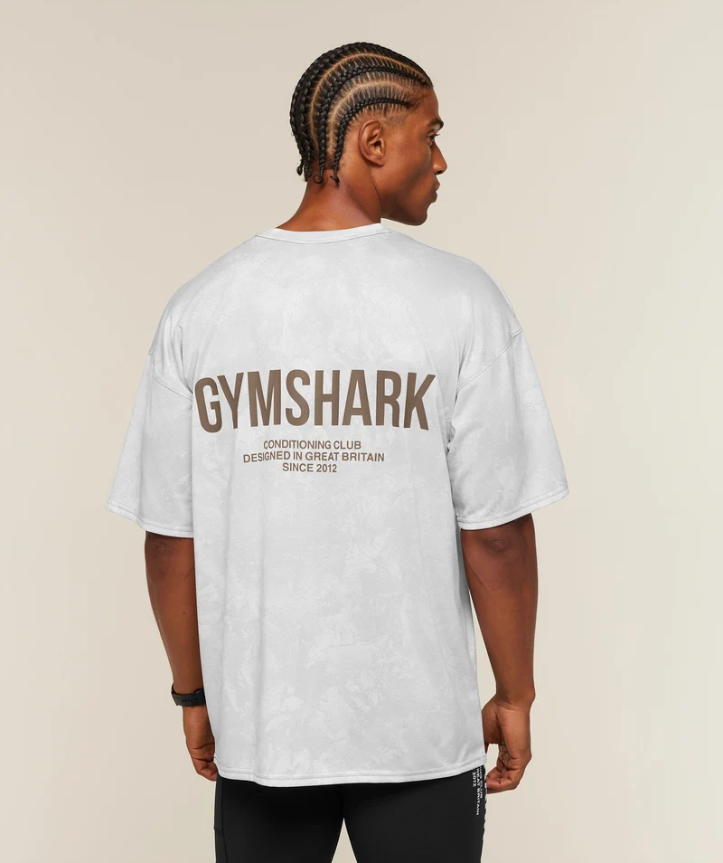 Gymshark Conditioning Club Oversized T-Shirt - White/Lifestyle Brown