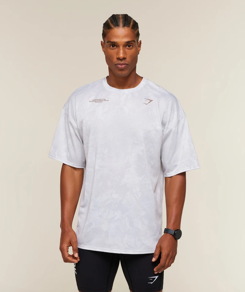 Gymshark Conditioning Club Oversized T-Shirt - White/Lifestyle Brown