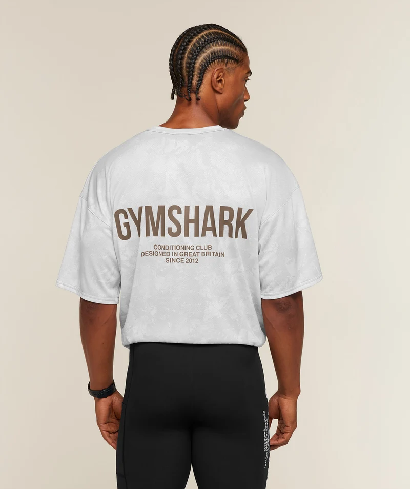 Gymshark Conditioning Club Oversized T-Shirt - White/Lifestyle Brown