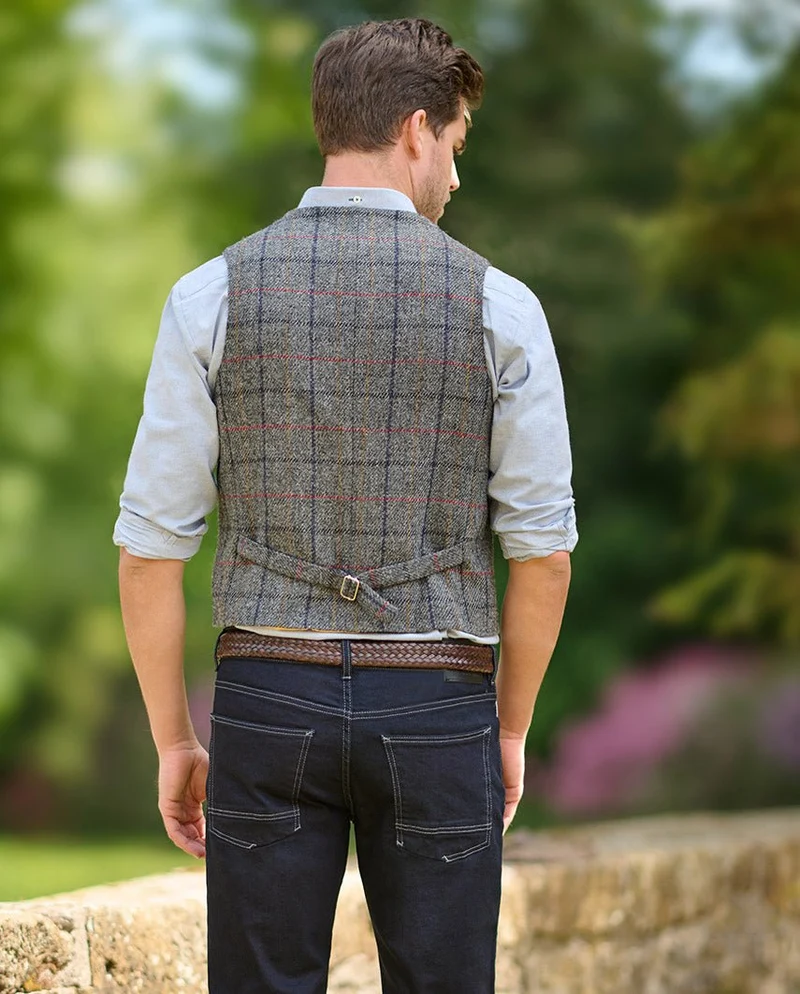 Harris Tweed Weste "Wales" in anthra check