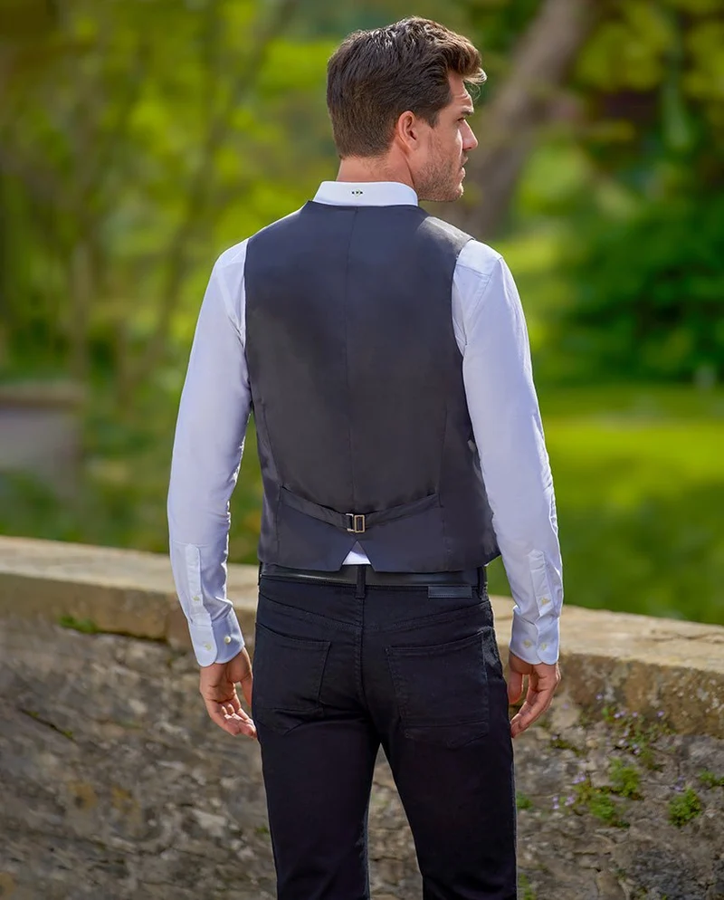 Harris Tweed Weste "Tailor" in black Herringbone