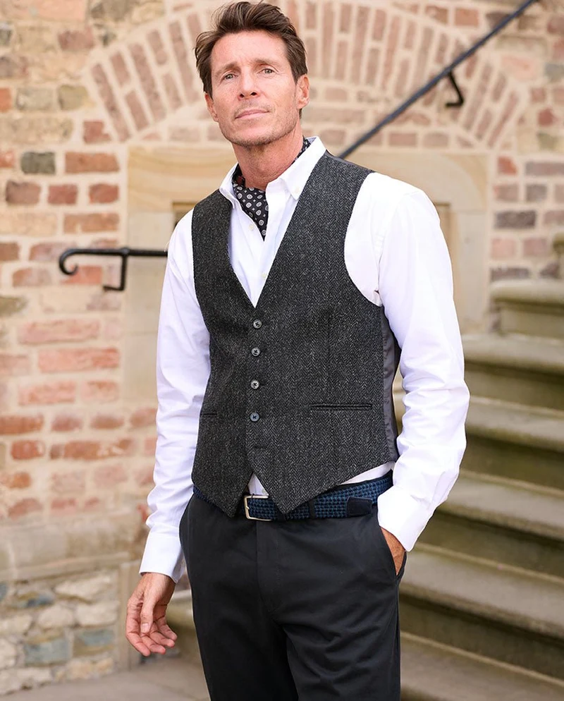 Harris Tweed Weste "Tailor" in charcoal