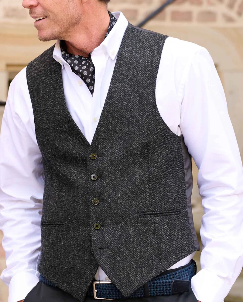 Harris Tweed Weste "Tailor" in charcoal