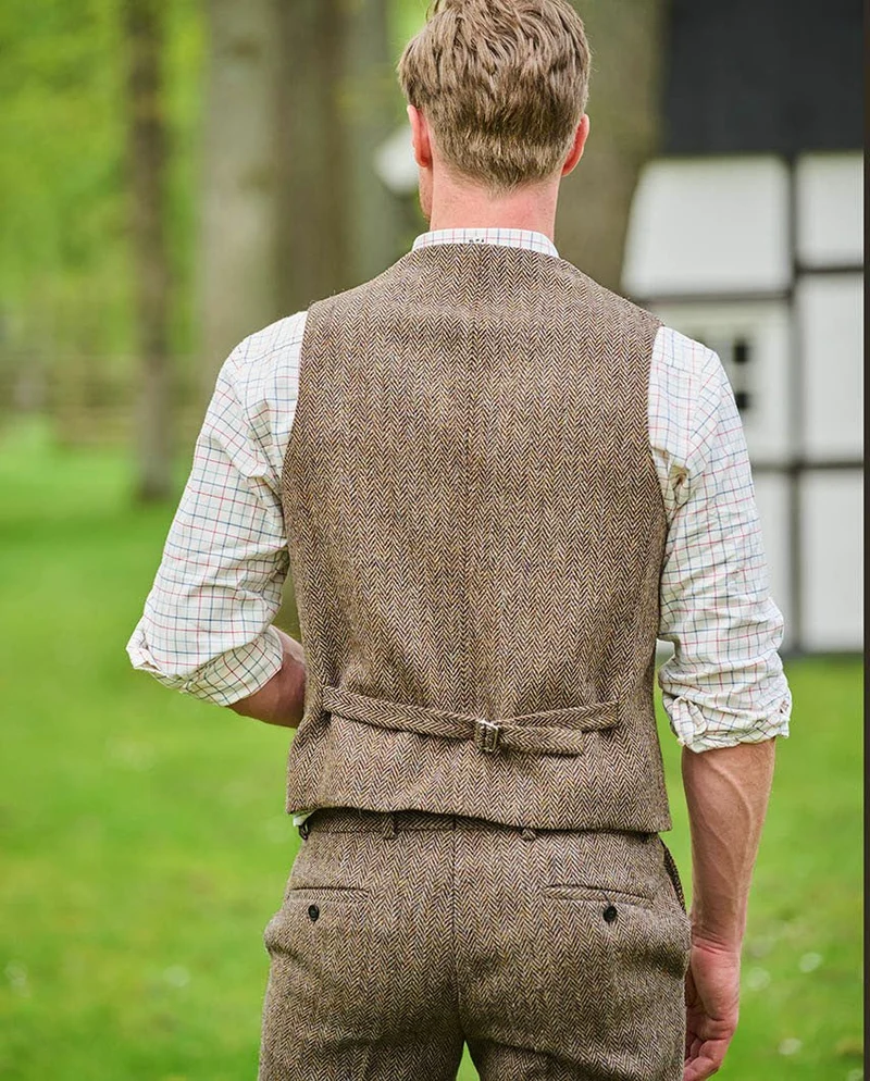Harris Tweed Weste "Wales" in country herringbone