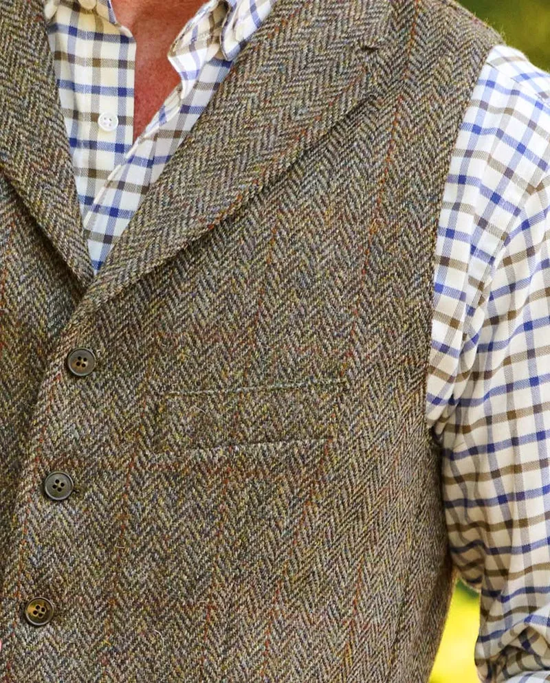 Harris Tweed Weste "Wales" in evergreen
