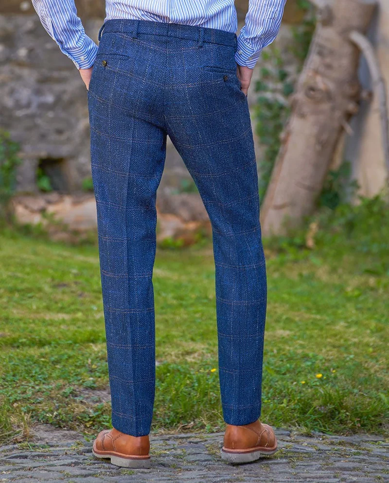 Herrenhose "Mr. Miller" aus Harris Tweed in dark-blue herringbone