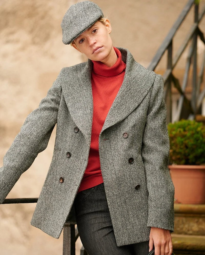 Caban "Kathy" der "Pea Coat" für Damen in black Herringbone