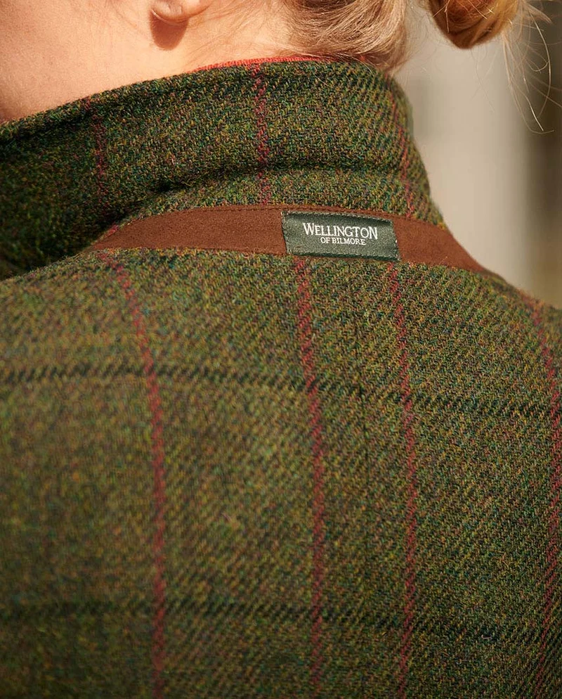 Harris Tweed Damenmantel "Brenda" in green Overcheck