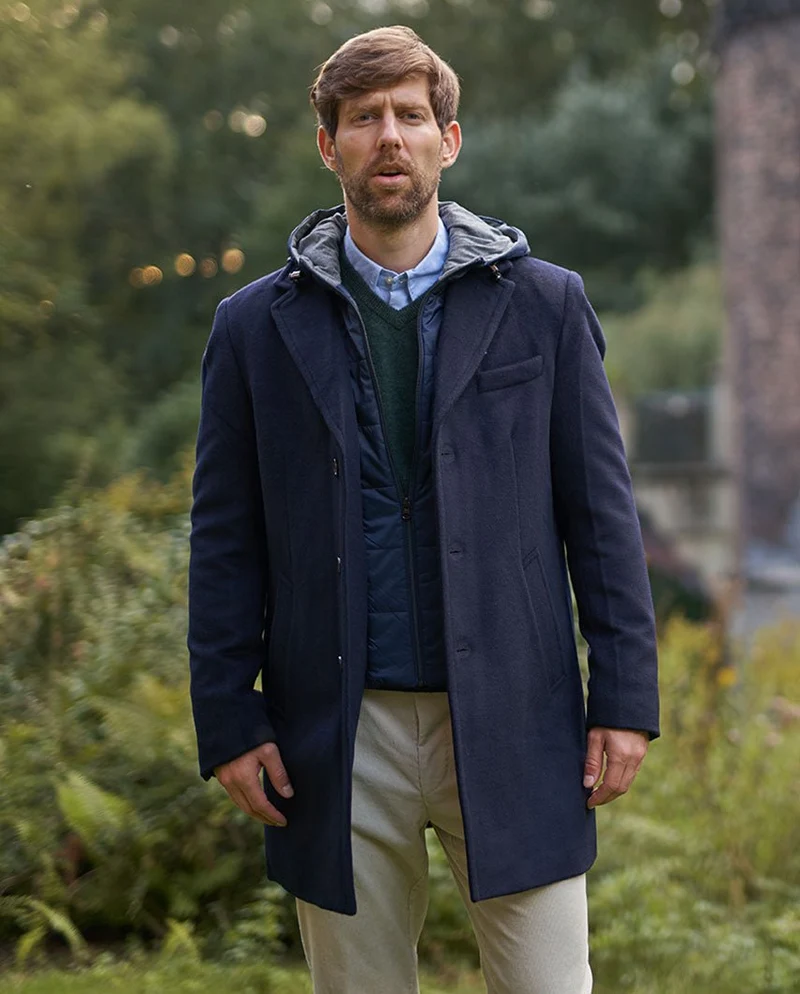 Kurzmantel "Flynston" mit Westeneinsatz in navy