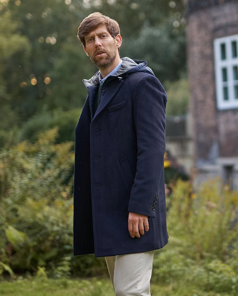 Kurzmantel "Flynston" mit Westeneinsatz in navy