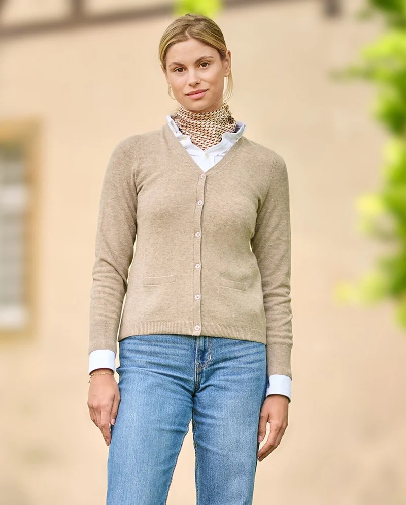 Damen Cardigan "Mara" in taupe