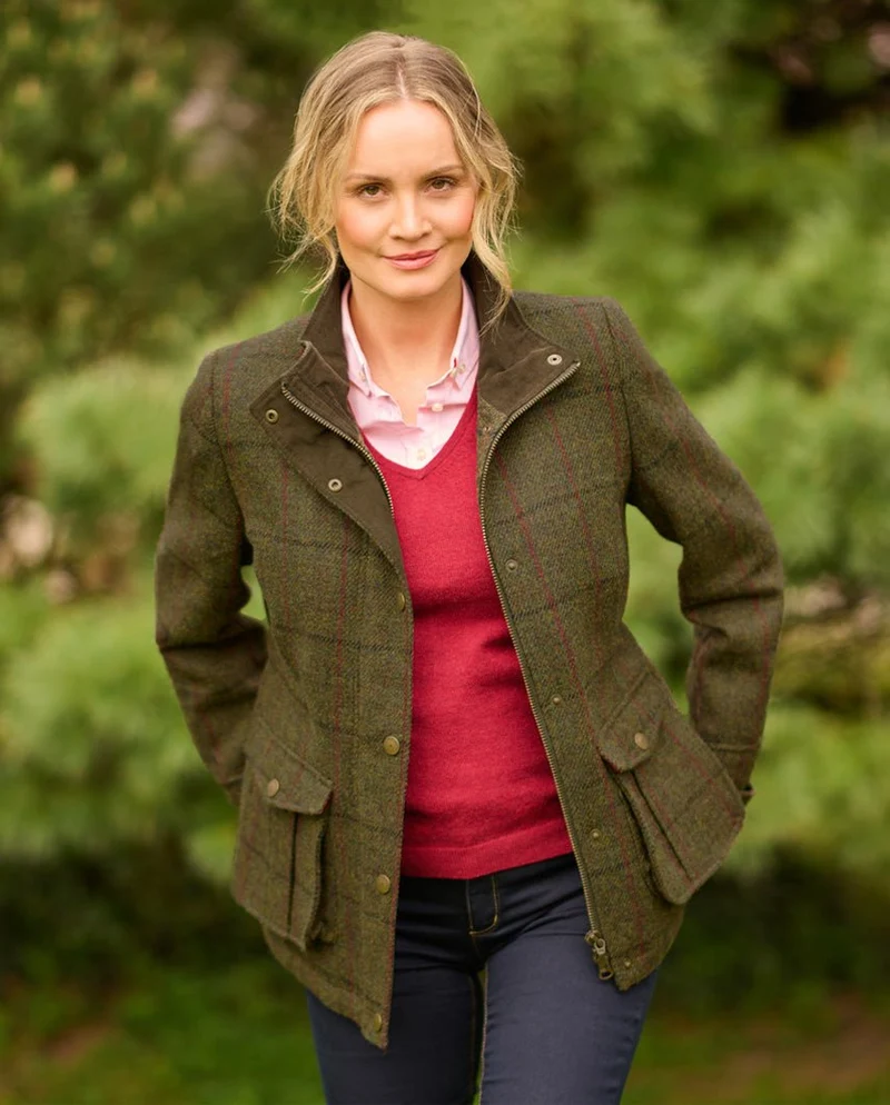 Damenjacke "Bailey" aus Harris Tweed green overcheck