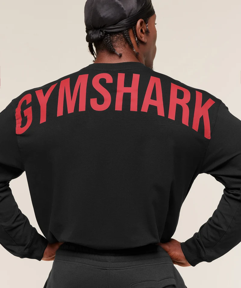 Gymshark Power Long Sleeve T-Shirt - Black/Conditioning Red